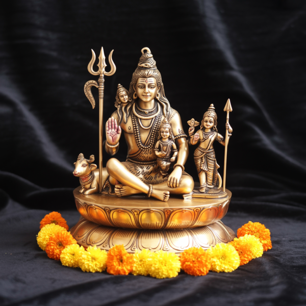 Majestic Pure Brass Superfine Shiva Parivar Statue – 54