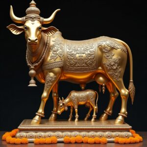 Brass Large Kamadhenu Cow with Calf – 53
