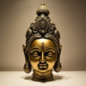 Brass Parvati face Statue – 12 inches