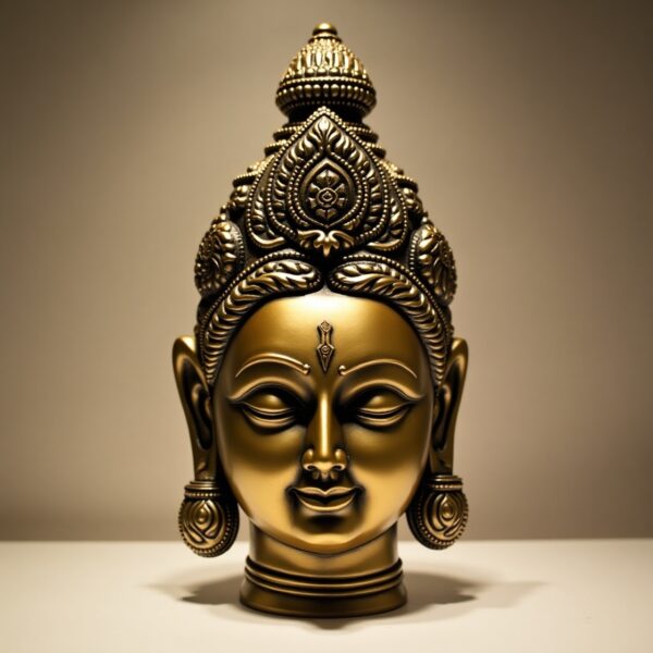 Brass Parvati face Statue – 12 inches