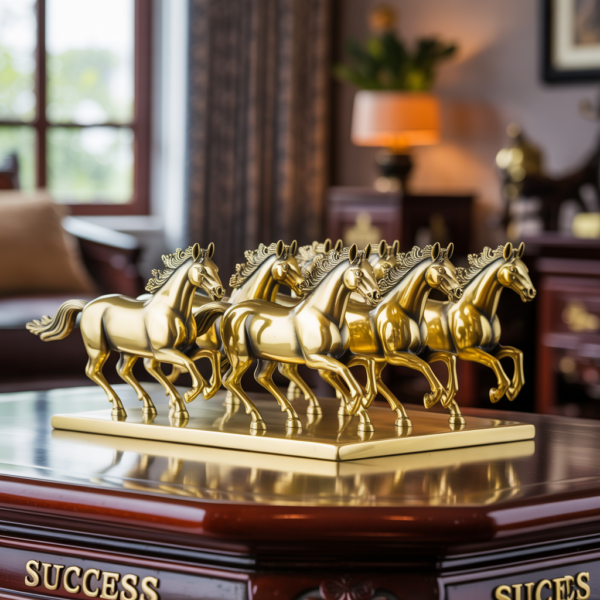 Exotic Brass Set of 7 Lucky Horses – Feng Shui and Vastu Compliant Showpiece
