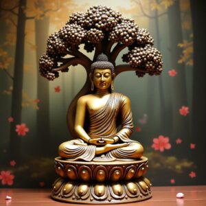 Pure Brass Buddha with Kalpavriksha Tree Statue 29 (Copy)