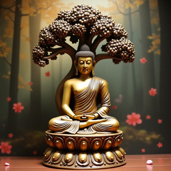 Pure Brass Buddha with Kalpavriksha Tree Statue 29 (Copy)