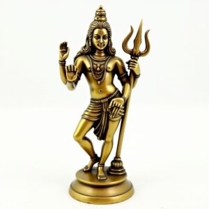 Brass Superfine Standing Lord Shiva Idol with Trishul & Damru 11