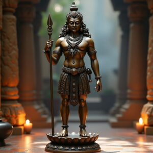 Pure Bronze Standing Murugan Kartikeya Kumaraswamy Sculpture – Chola Patina Finish 26.5