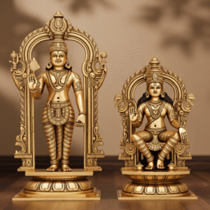 Majestic Brass Lord Venkateshwara & Goddess Padmavathi Statues – Temple Pair 40